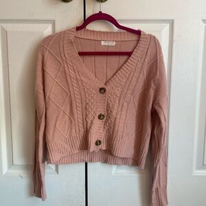 Full Circle Trends Girl’s Cropped Knitted Sweater - Size: Medium, Color: Pink